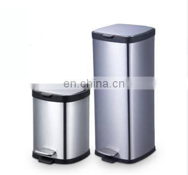 Household Stainless Steel Pedal Bin 6L 12L 20L 30L Powder Coating Trash Can Indoor Square Soft Closing Dustbin photo-3