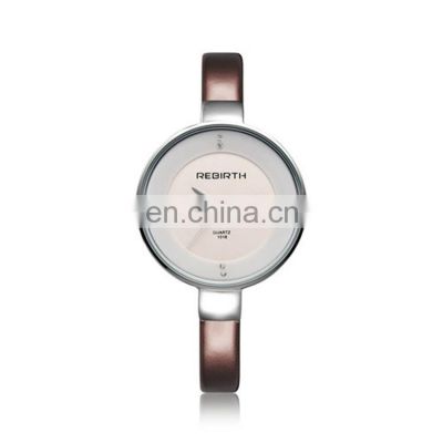 REBIRTH RE001 Fashion Women Branded Watches Simple Big Dial Leather Strap Quartz Quality Wrist Ladies Watch