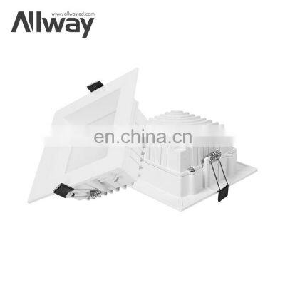 ALLWAY Modern Design Square Shape Wide Beam Angle Home Office Hotel 12W 18W 25W Led Slim Downlight