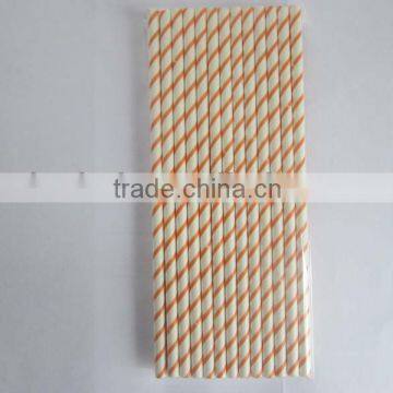 Orange Striped Paper Straws