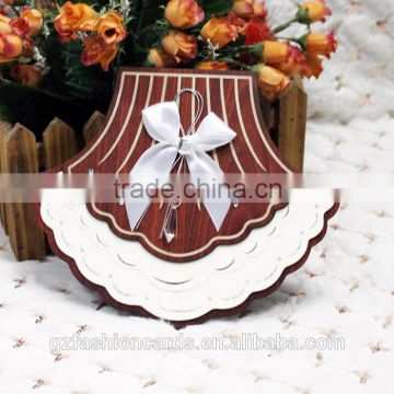 2014 Unique Luxury Wooden Invitation Cards with Ribbon and Flower