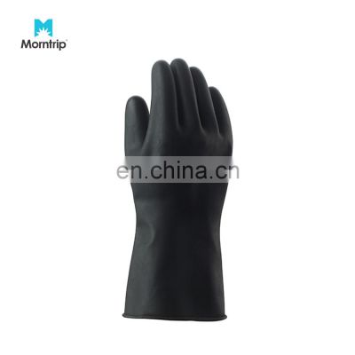 EN388 PU Natural Latex Double Dipped Extra High Quality Black Industrial Rubber Glove For Construction and Factory Use