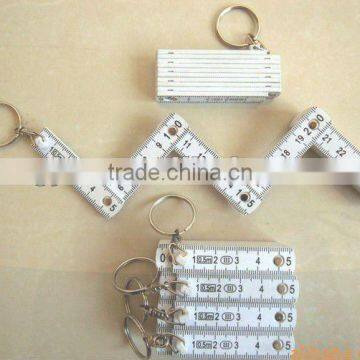 Plastic folding ruler with key chain key ring for promotion item