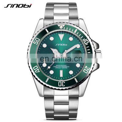 SINOBI Stainless Steel Band Watches Luminous Dial Calendar Wristwatch Men Custom Logo Watch Casual Sport Watches Montre Homme