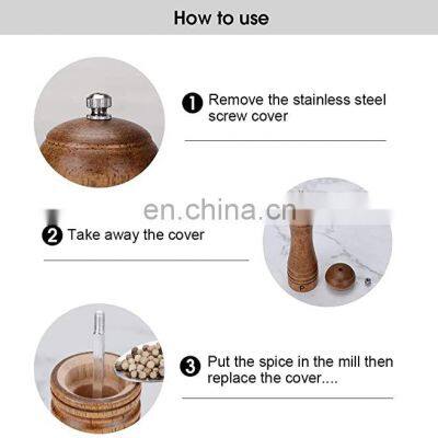 Wood Salt and Pepper Mill Set Pepper Grinder photo-5