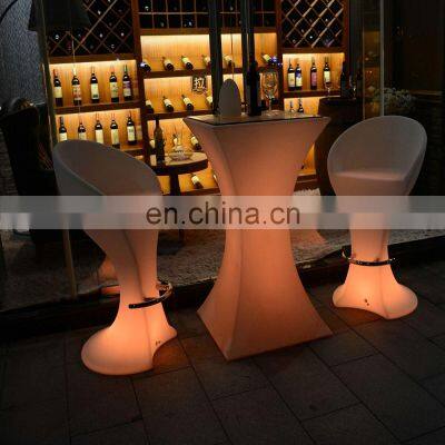 illuminated led furniture for party/rechargeable plastic hot sale led table and chairs furniture nightclub