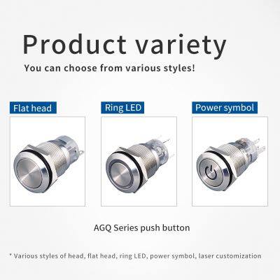 Ip67 Dot Led Red Green Blue Plastic Cover 220v 1no1nc 16mm Push Button Switch Momentary photo-2