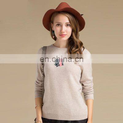 Best Price Comfortable Round Neck Collar Pullover Cashmere Embroidered Sweater