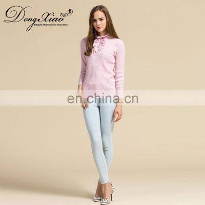 Wholesale Women's Keep Warm Pullover Pink Ladies Cable Cashmere Sweater photo-4