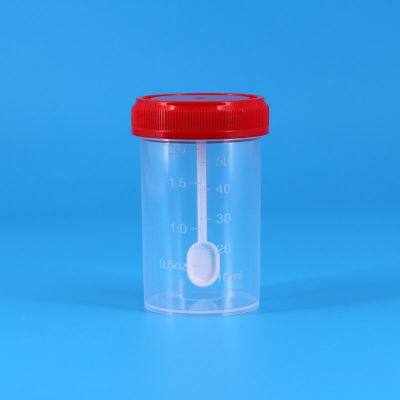 60ml Sterile Stool Collection Cup with Screw Cap and Spoon