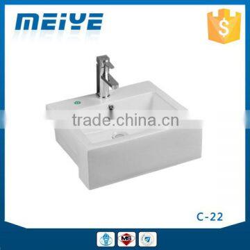 C-22 Modern Bathroom Design, Quality Square Art Basin, Bathroom Mounting Above Cabinet White Ceramic Washbasin Bowl