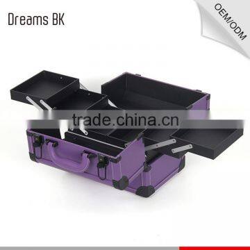 Small Professional Elegant Design Purple Portable Cosmetic makeup display Case beauty train box