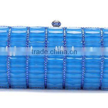 2014 Elegant blue crystal stone evening bag clutch bag lady handbag