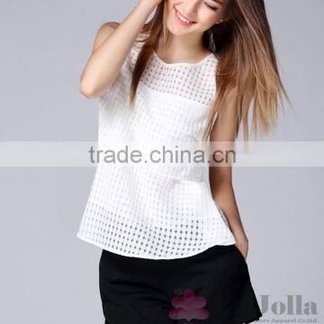 2016 Summer Fashion Lady Lace Embroidered Sexy Short Sleeve T-shirt 158