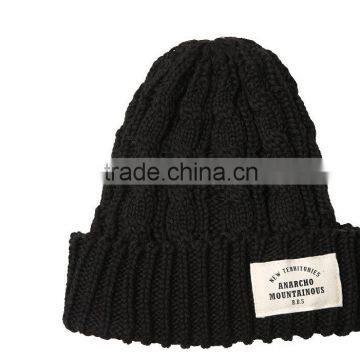 Fashion Popular Applique Embroidery Rolled Brim Beanie Fashion Ladies Hat