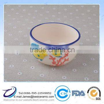 hand painting colour Ceramic smail Bowl sea style