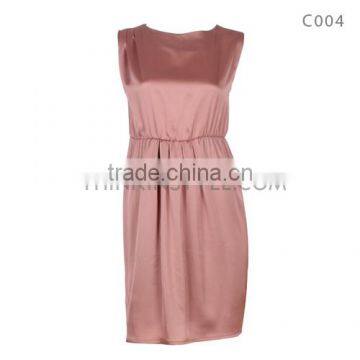 Sleeveless satin dress C004