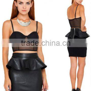 hight waist sexy flaux leather mini skirt