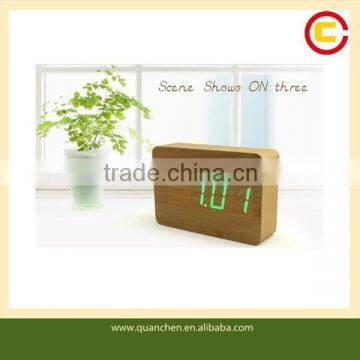 Bamboo Small Fashion Green LED Digital Clock photo-4