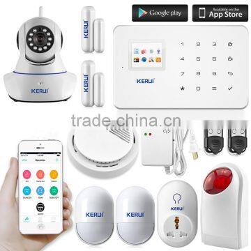 America popular KERUI G18 with smoke detectors gsm security wireless smart security alarm system