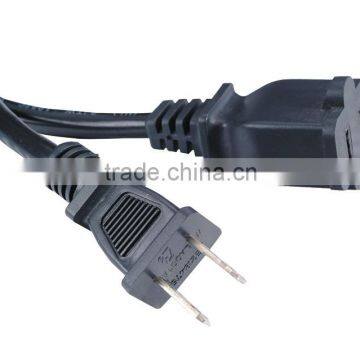 USA 2 Prong Extension Cord NEMA 1-15P to NEMA 1-15R With UL/CUL Approval