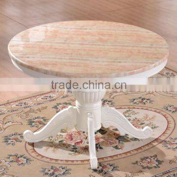 Restaurant furniture wooden frame round marble dining table without lazy susan