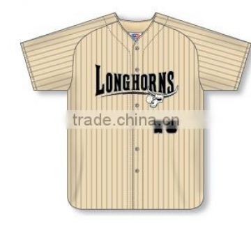 Custom Full Buttons Sublimated Short SleeveLonghorns Baseball Jersey/Shirt made of Moisture Wicking Cool Polyester fabric