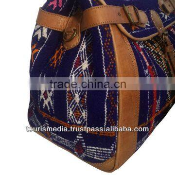 Moroccan Kilim Bags Handmade by Kilim and Genuine Leather Blue Kilim Carpet photo-3