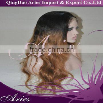 Silk Top Brazilian Virgin Two Tone #2 /#10 Ombre Body Wave Human Hair full lace wigs