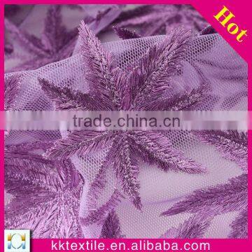 2014 Hottest Dreamlike Maple leaf decorative lace trim fabric#1023 laser embroidery polyester mesh fabric