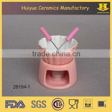 Ceramic Glazed Fondue Pot, Chocolate Melting Pot