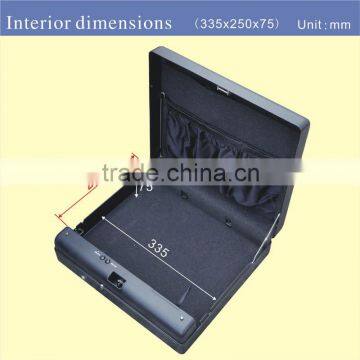 Wholesale- MS550 Micro Vault Biometric Fingerprint Car Gun Pistol Mini A4 Document File Storage Steel Safe Box / Gun Vault