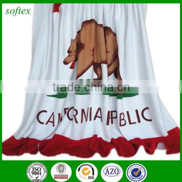 wholesale cotton White brown bear california republic state flag beach towel