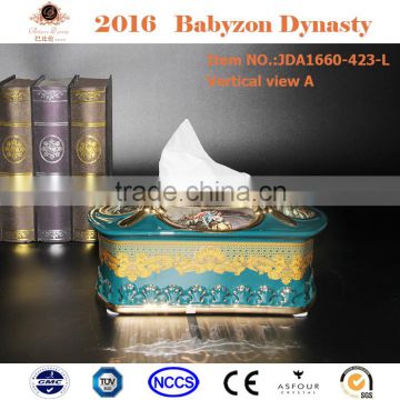 2016 popular indoor art decoration luxury handicrafts 13"ceramic tissue box cover