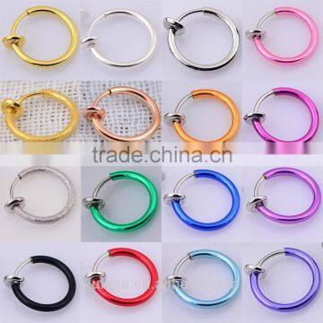 2015 Ebay source Clip On Fake Nose Hoop Ring Ear Septum Lip Navel Eyebrow Earrings Piercing