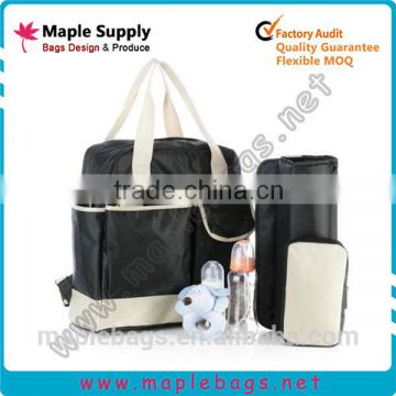 Shiny black microfiber mother care bag