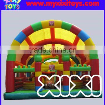 Large inflatable fun city with roof, waterproof material covered inflatable playground