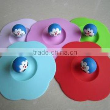 magic silicone cup lids with 3D Ddcat or Doraemon handle