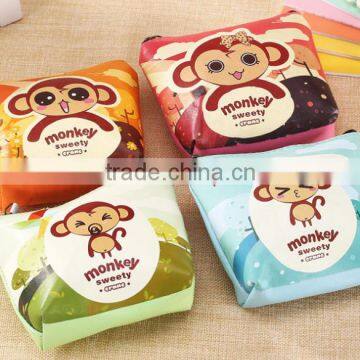 Newest monkey printing PU leather coin purse with great price