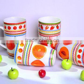 Factory hot sale 11oz Ceramic tall mug cup with fruit design