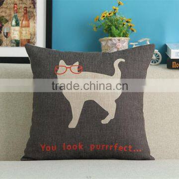 New home decor cat cotton linen square throw sofa christmas pillow case cushion cover