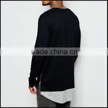 Longline Men Wholesale Blank Sweatshirts Crew Neck Long Sleeve New Design Custom Baseball Sweatshirt photo-3