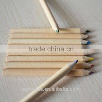 3.5" half size triangular shape 3.0mm color lead natural wood mini color pencil