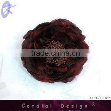 2013 handmade fabric/feather flower brooch,costume organza flower brooch