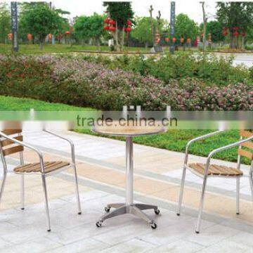 Sale outdoor aluminum backpack wood table and chair set