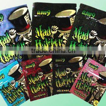 plastic pet metalic packaging materials incense bags 4g 5g