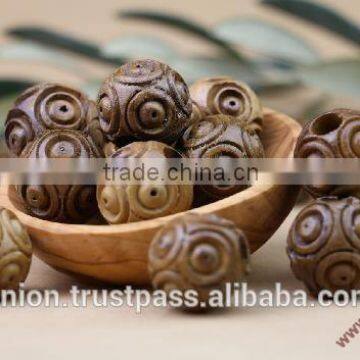 Olive Wood Round Carved Beads