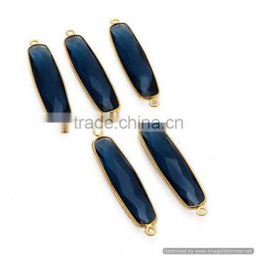 The Gopali Jewellers Sapphire Hydro Gemstone Connectors Natural Vermeil Bezel Set Connector