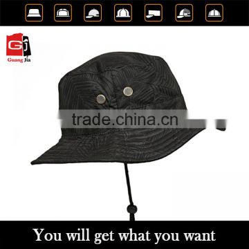 Guangjia Cap Manufacturer Wholesale Hot Selling Custom Blank Black Man Bucket Hat With String