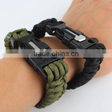 Survival Bracelet Paracord Whistle Gear Flint Fire Starter Scraper Kits Outdoor